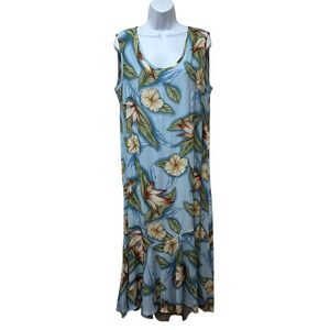 Vintage Hilo Hattie Hawaiian Aloha Luau Dress Sundress Floral Ruffle Hem Size L
